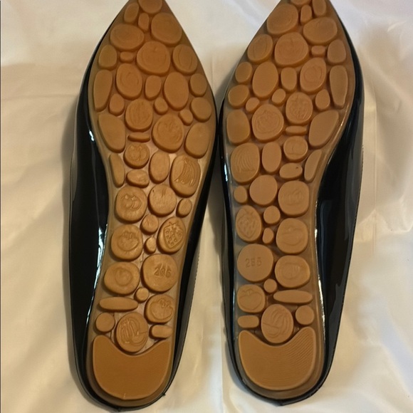 Black Patent Leather Flats with Crystal Accents - Picture 3 of 6